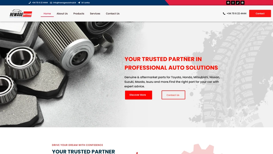 Automotive dealership website developed for Hewage Auto Hub