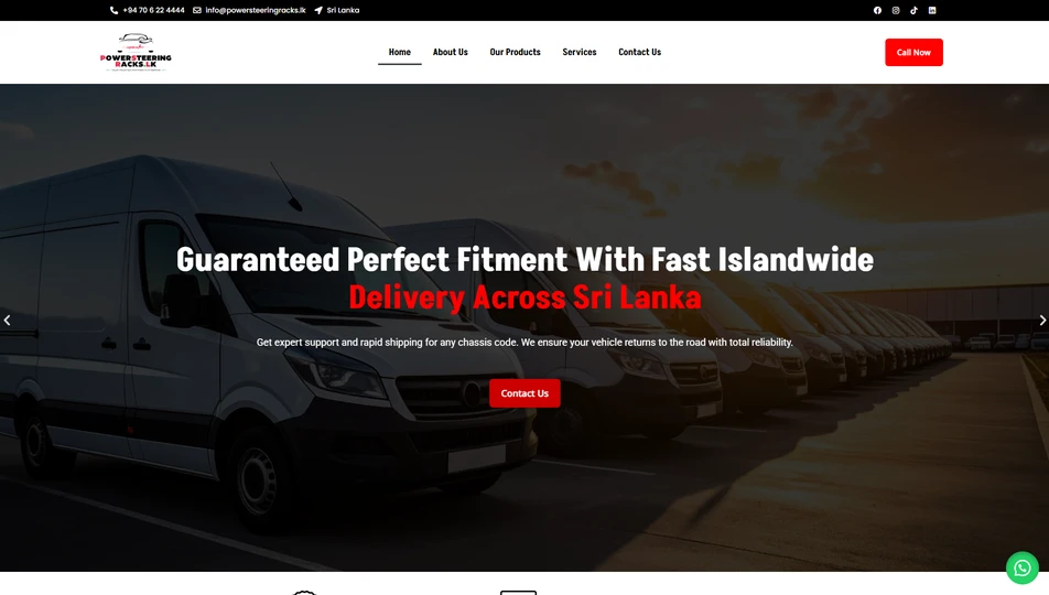 Automotive parts website developed for Power Steering Racks