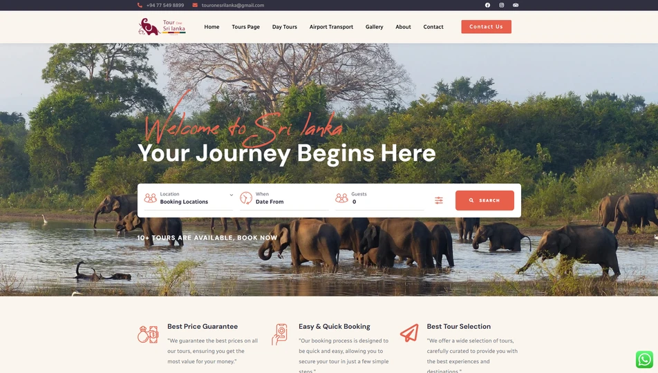 Tourism website developed for Tour One Sri Lanka travel agency